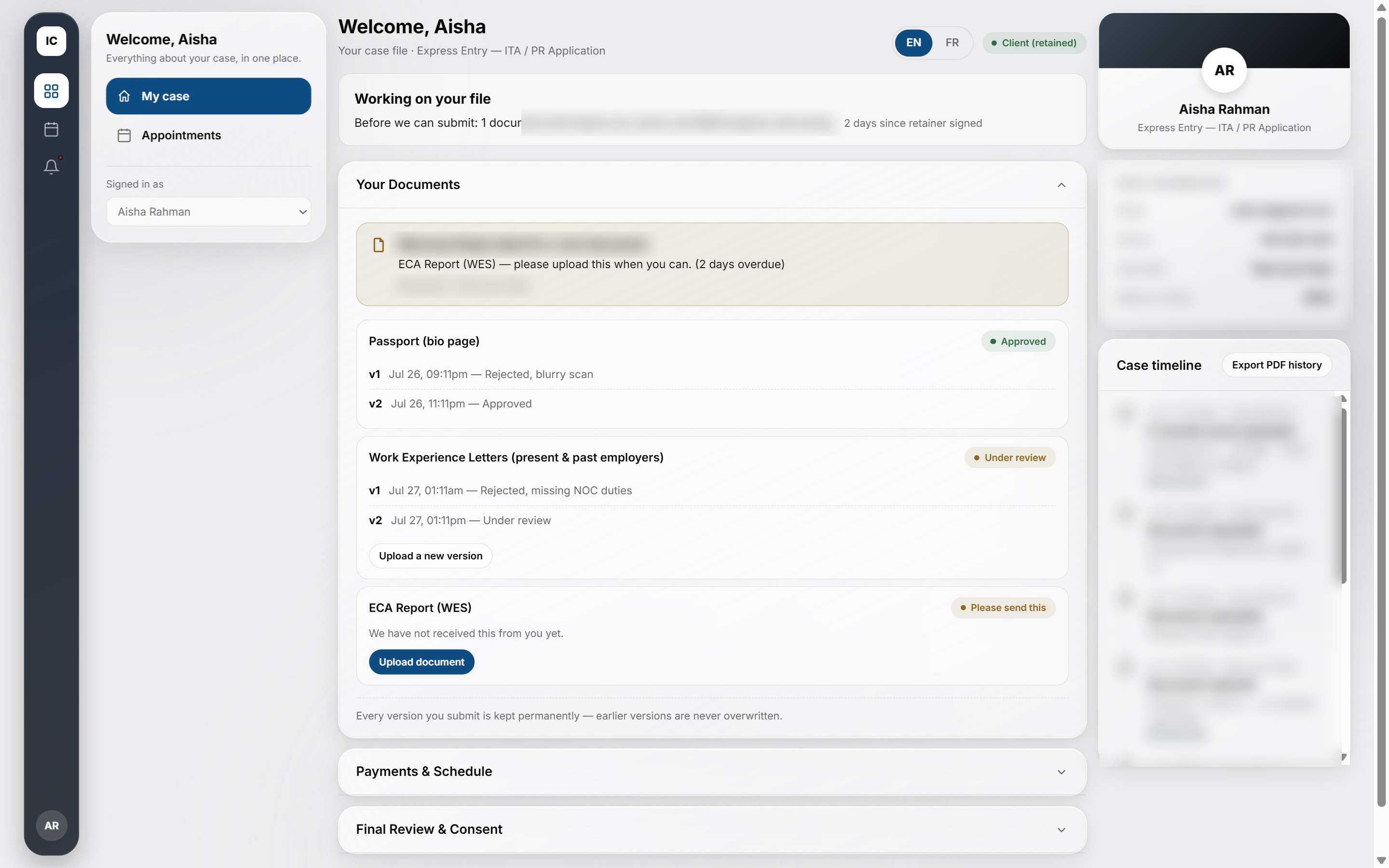 ICC Portal Client View